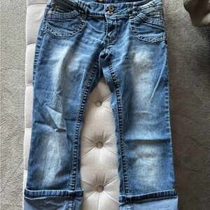 Angels Blue Boyfriend Capris for Women